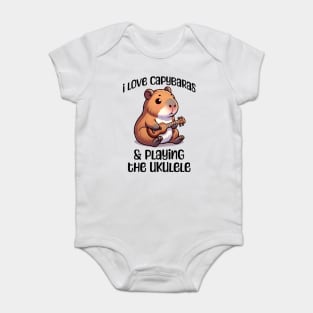 I Love Capybaras and Playing the Ukulele cute capy design Baby Bodysuit